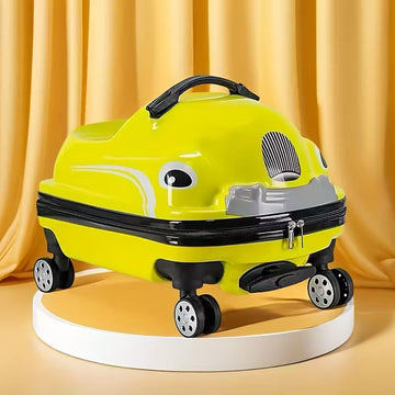Ride-On Car Shaped Travel Suitcase Luggage Trolley Yellow