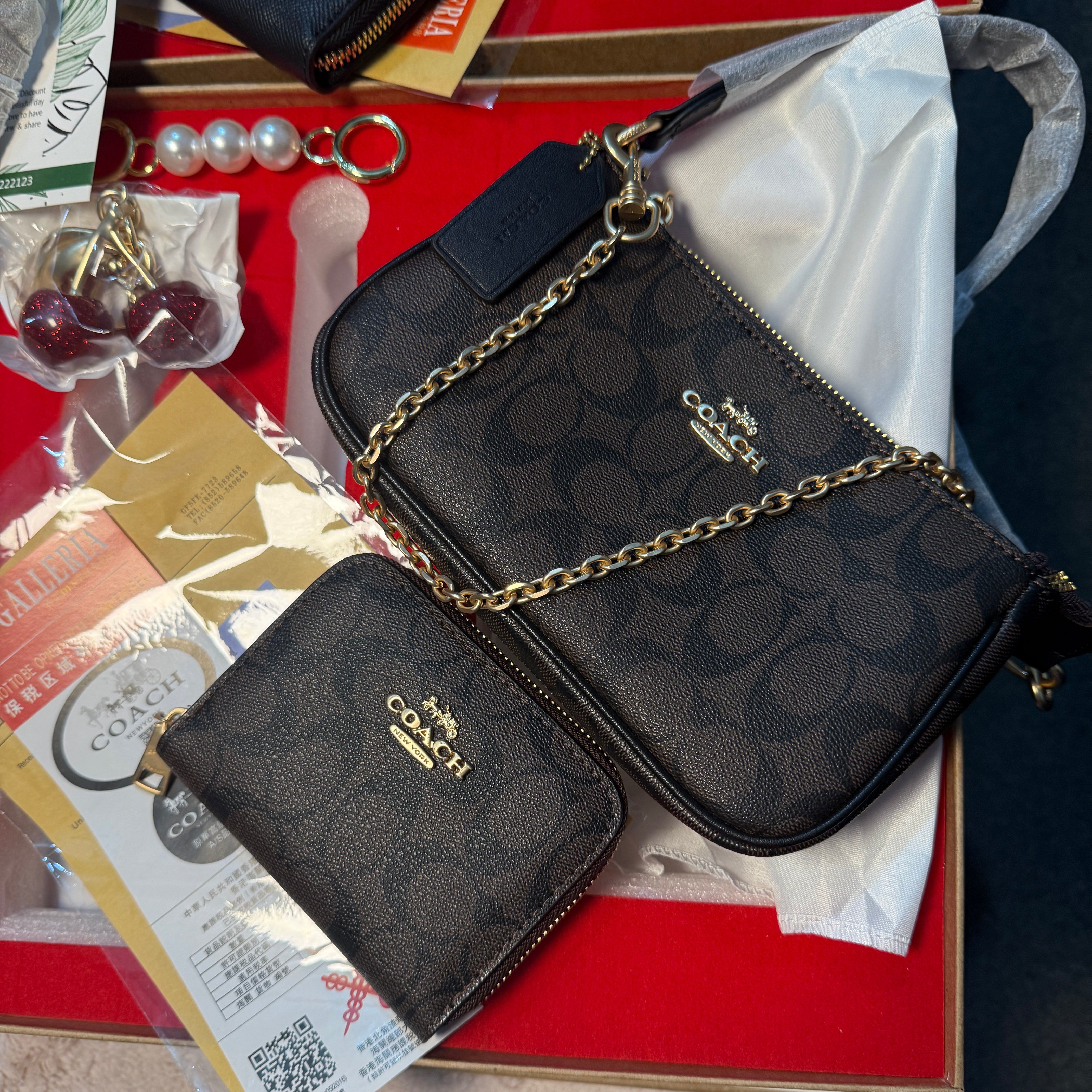 New Coach Coffee Set With Keychain £ Card Wallet