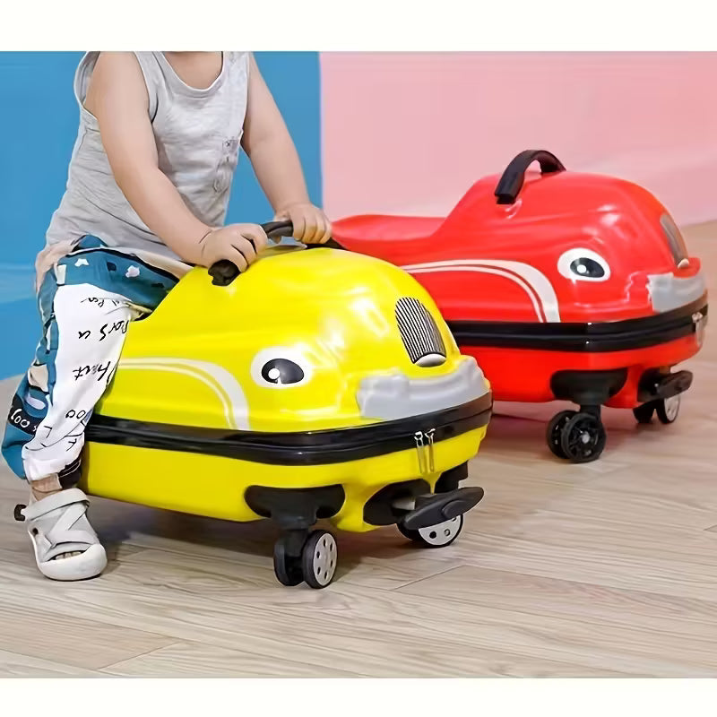 Ride-On Car Shaped Travel Suitcase Luggage Trolley Red