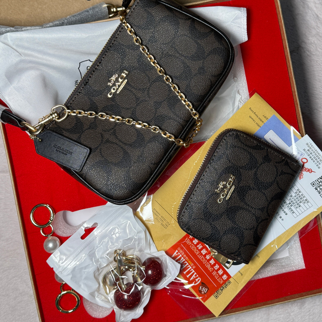 New Coach Coffee Set With Keychain £ Card Wallet