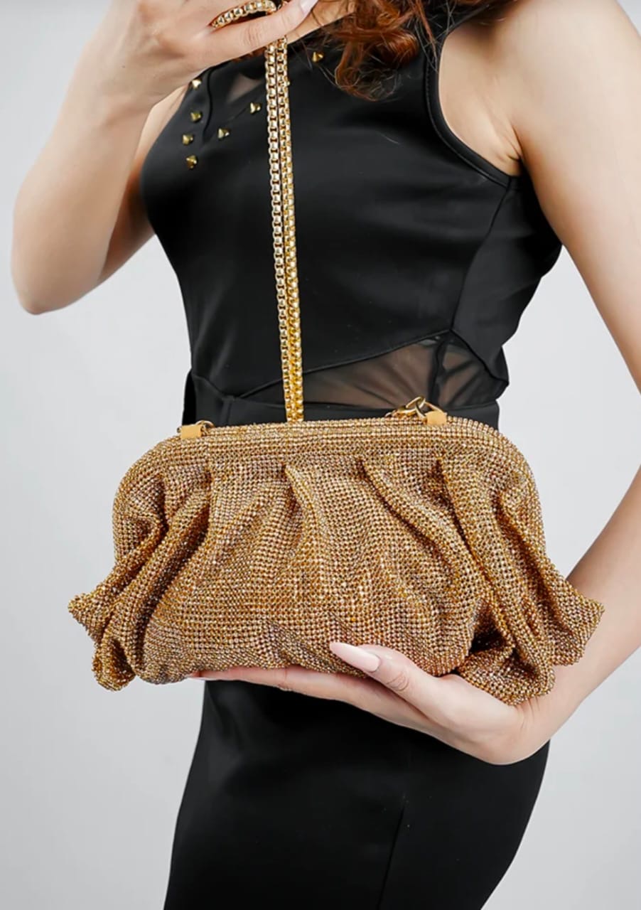 Benedetta Bruzziches
Venus La Grande Metallic Crystal golden Clutch Bag