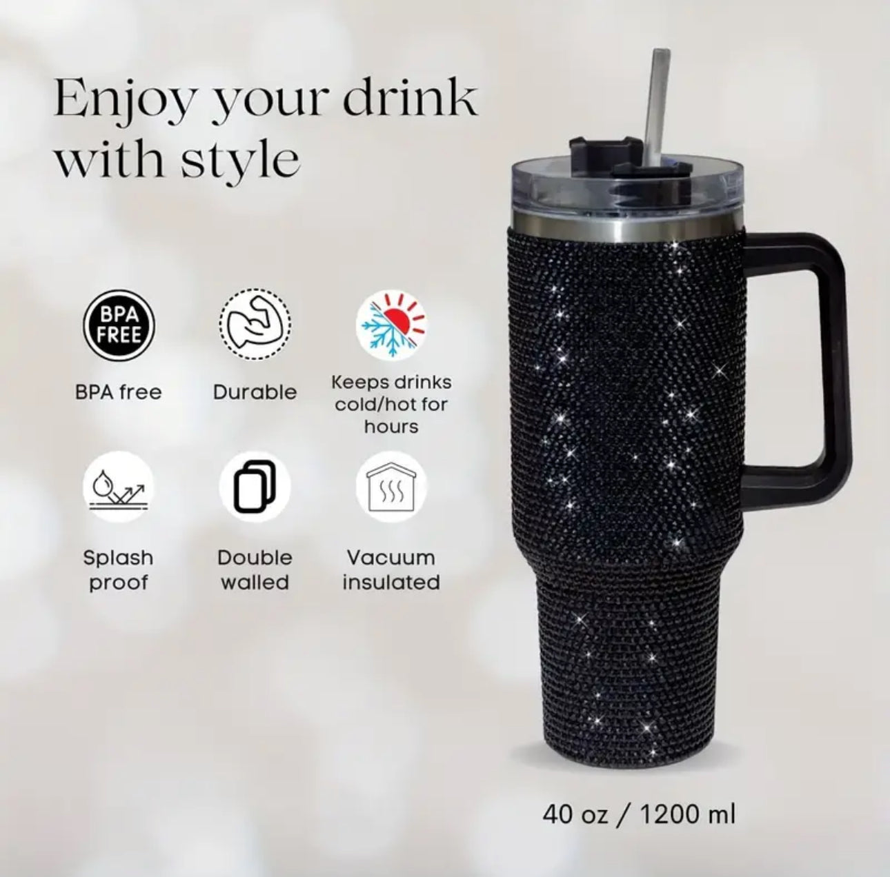 Diamond-Design Insulated Tumbler