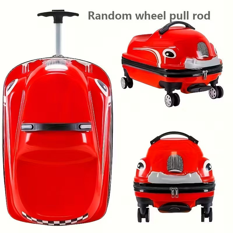 Ride-On Car Shaped Travel Suitcase Luggage Trolley Red