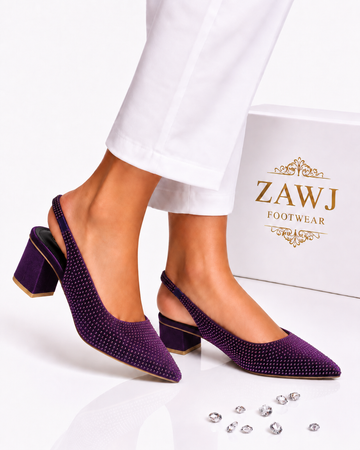 Women’s Rhinestone Slingback Heels - Purple