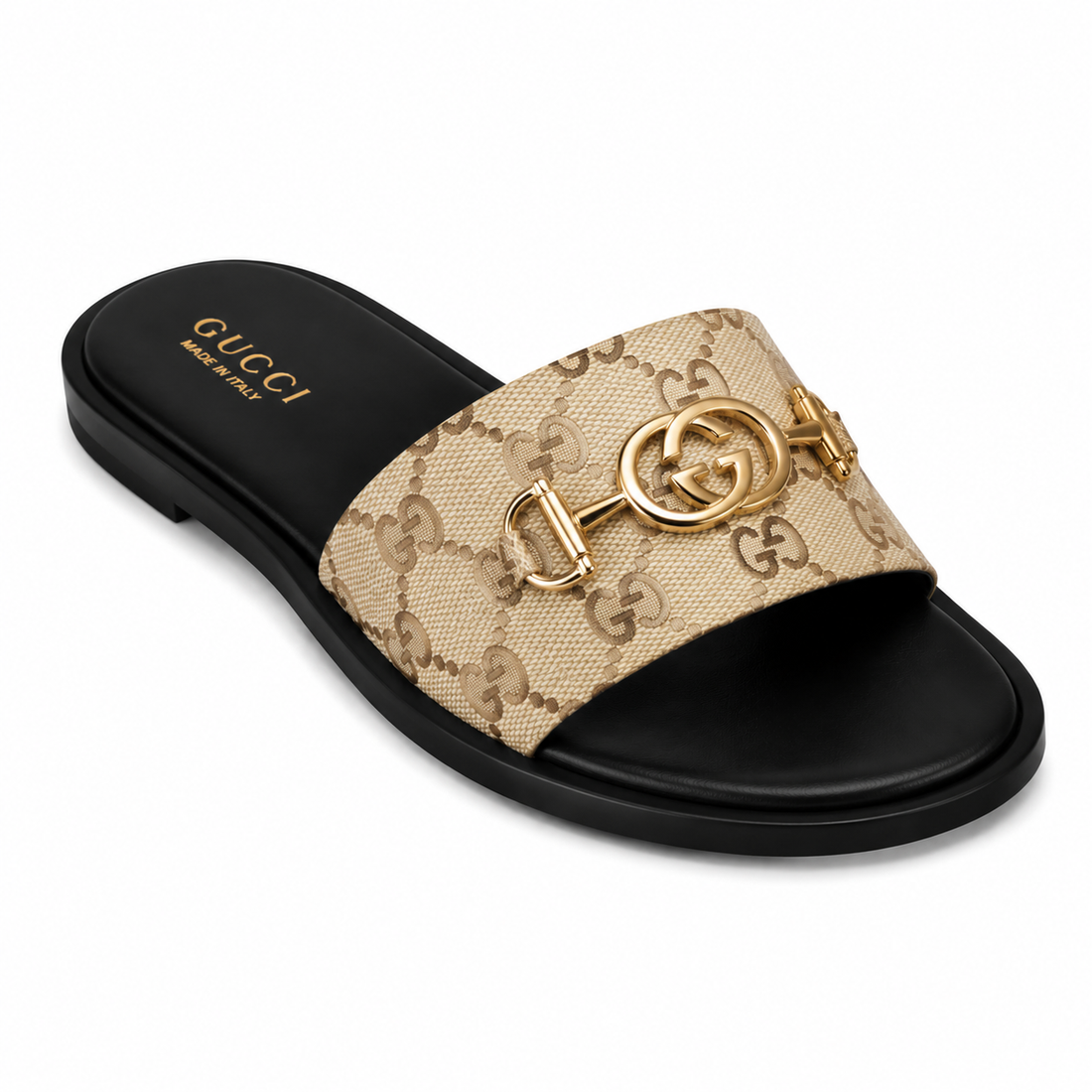 Women’s Beige Monogram Slide Slippers