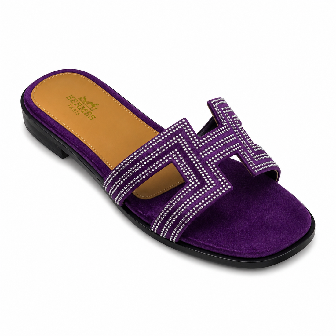 Women's Rhinestone Slide Slippers - Purple