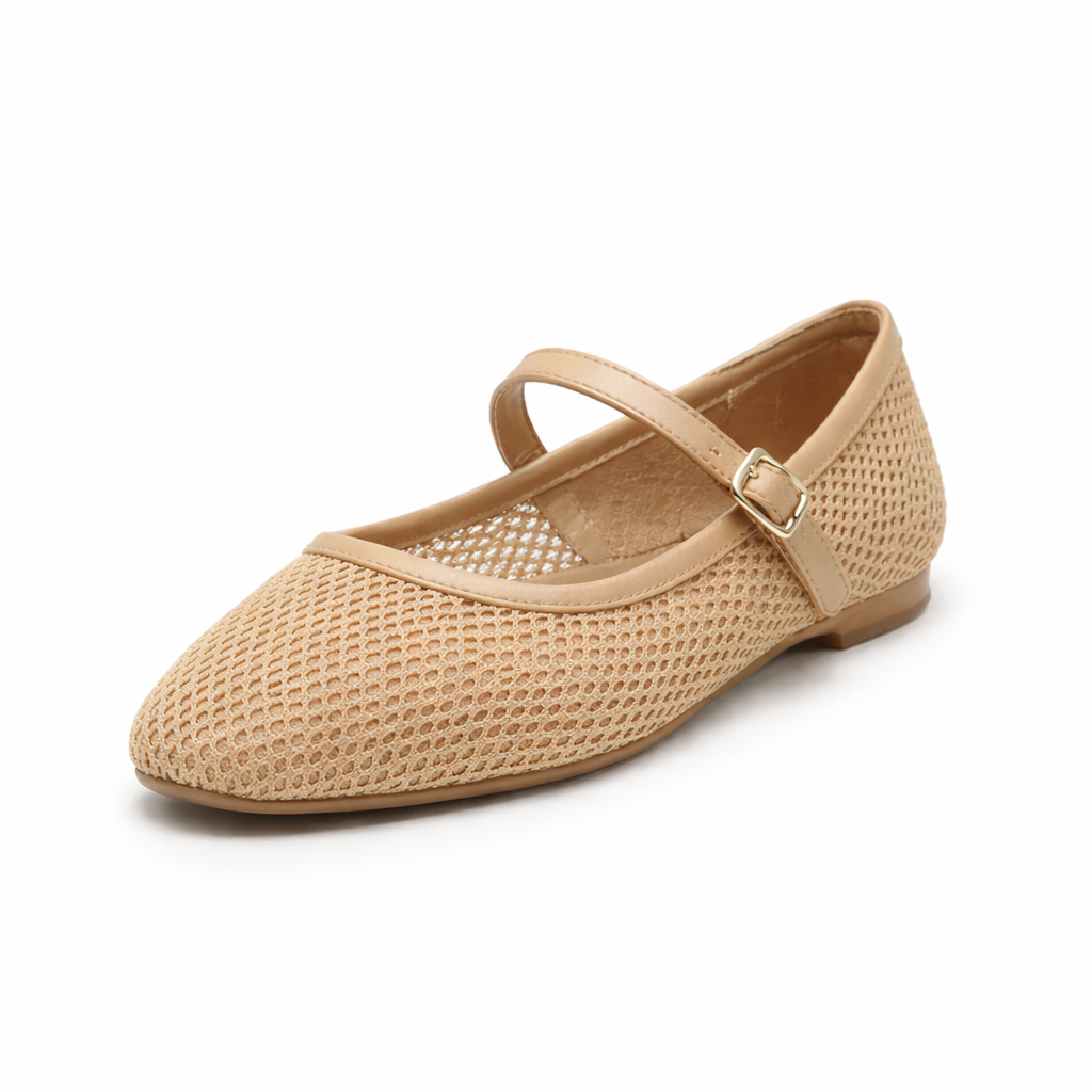 Mesh Mary Jane Flats - Fawn