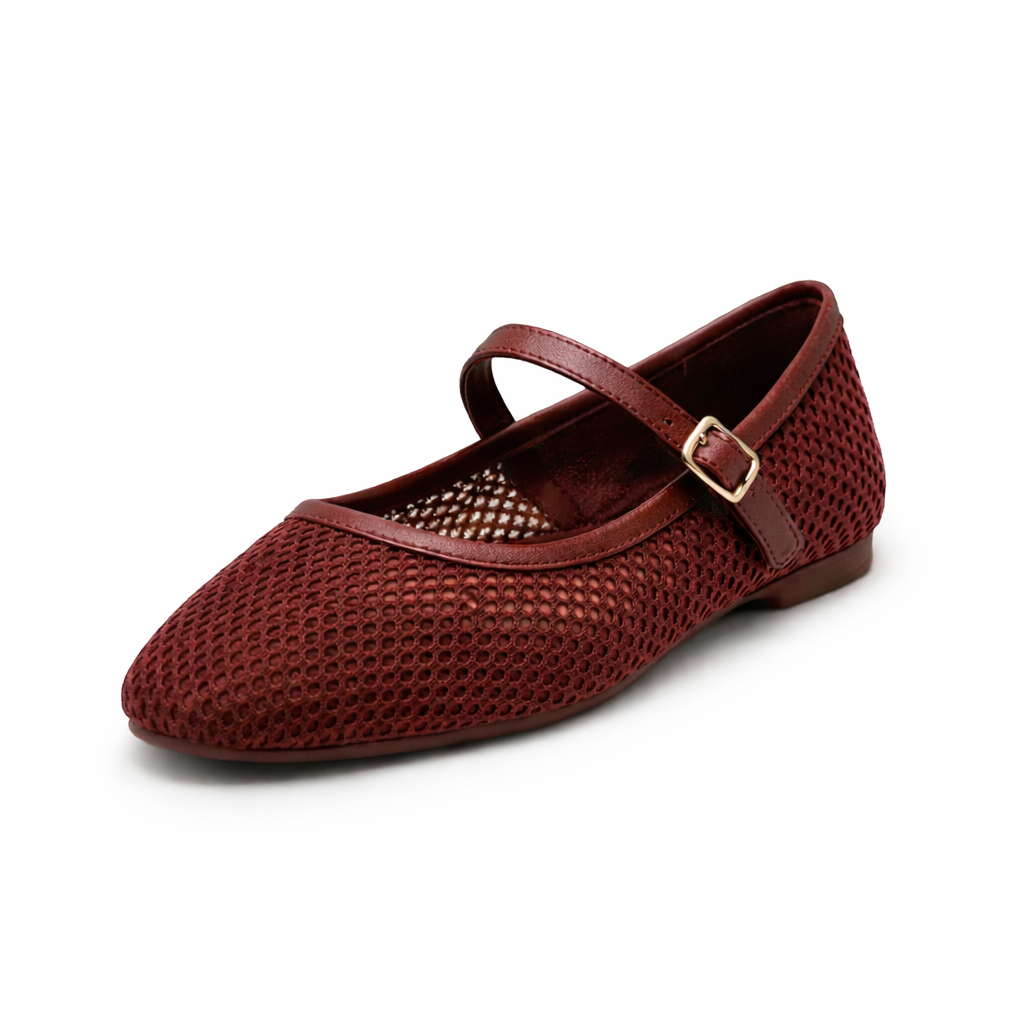 Mesh Mary Jane Flats - Fawn