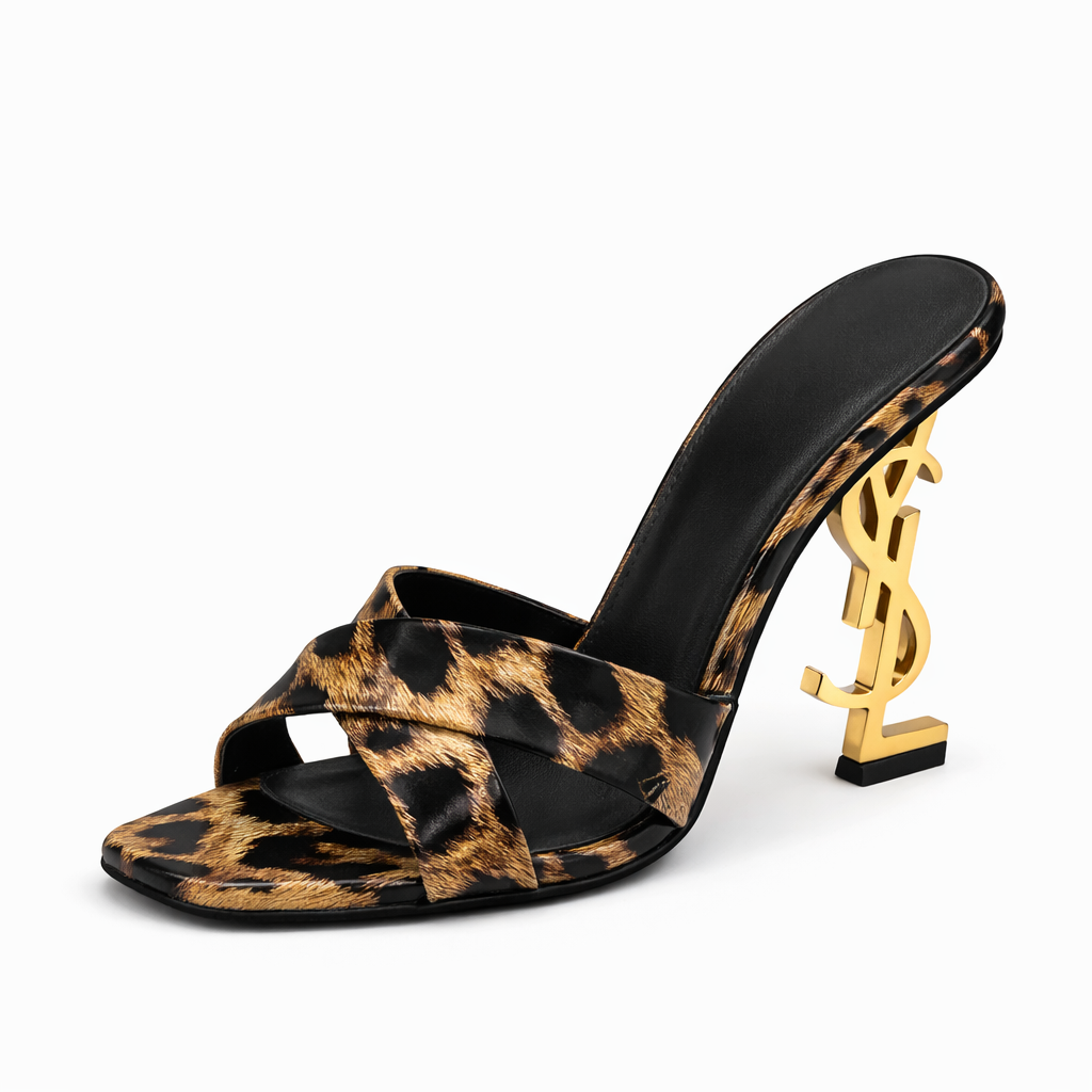 Elegant Cross Strap High Heels - Fawn