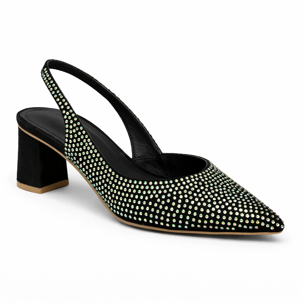 Women’s Rhinestone Slingback Heels - Purple