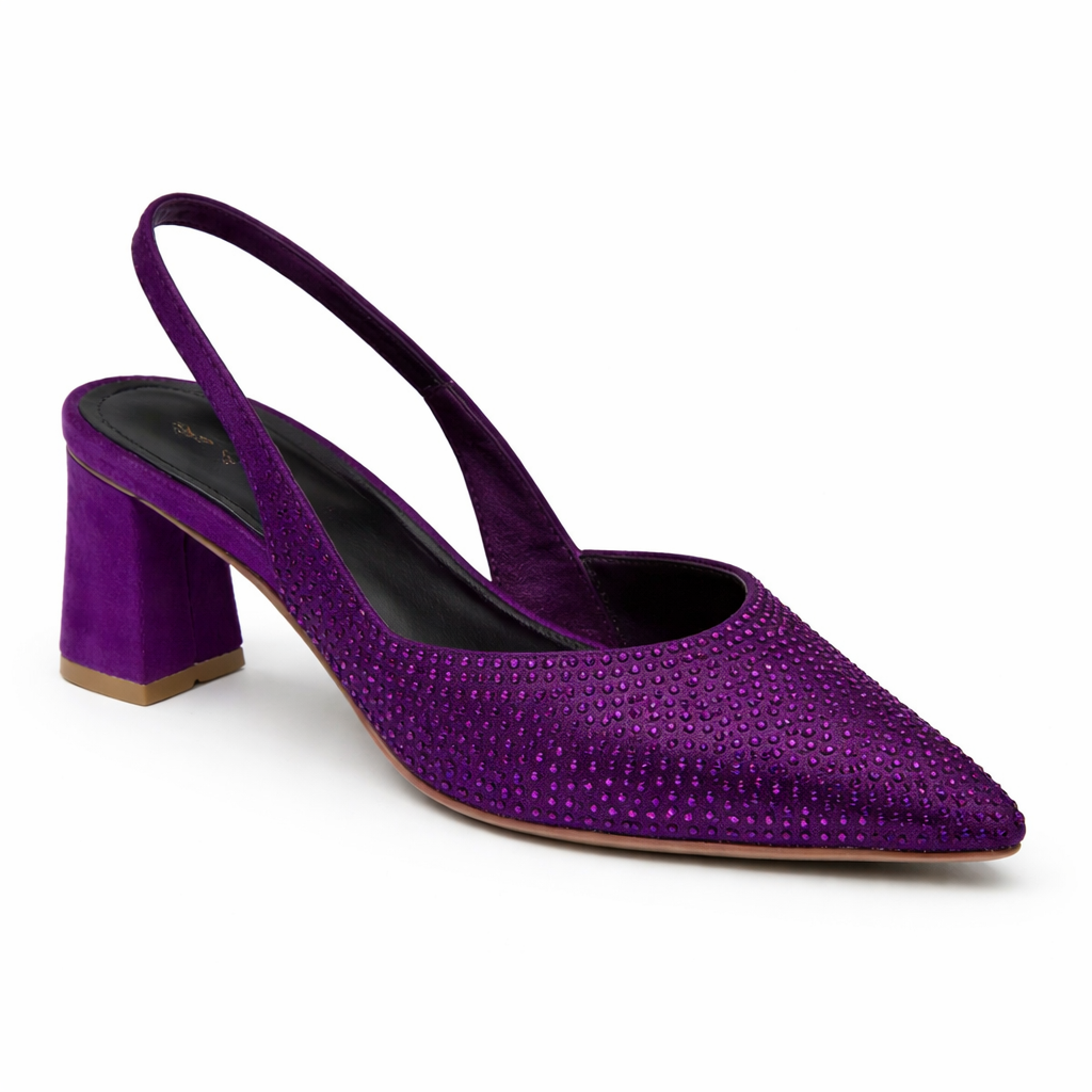 Women’s Rhinestone Slingback Heels - Purple
