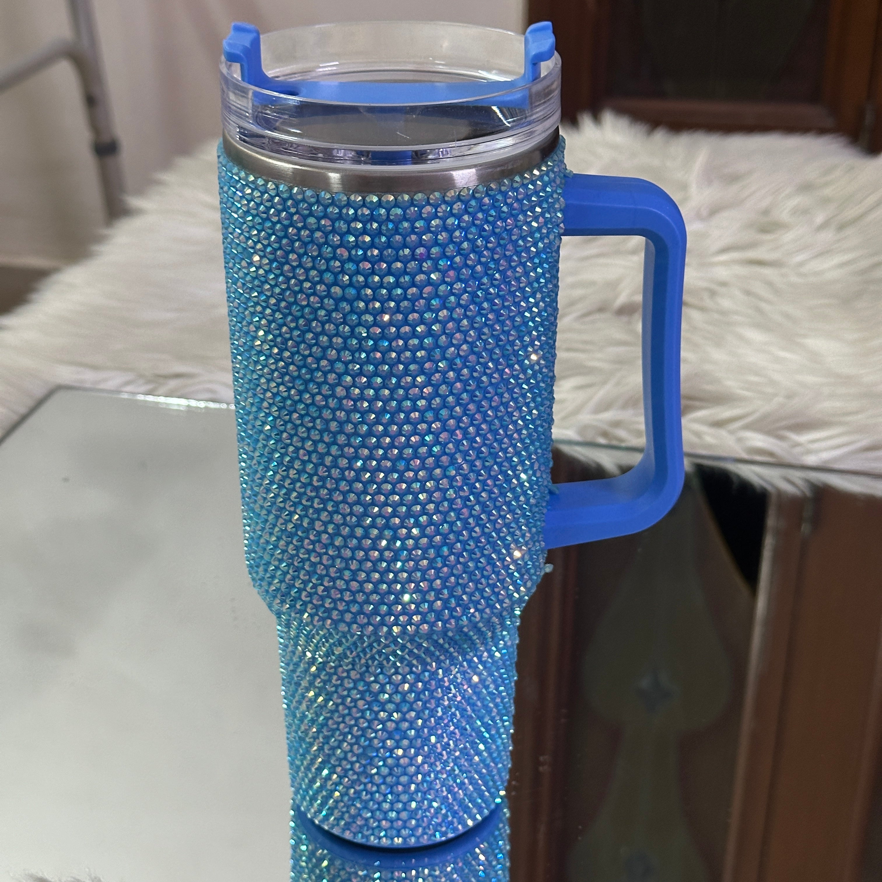 Diamond-Design Insulated Tumbler (light blue)