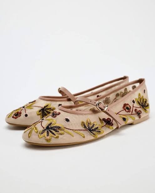 Multi Floral Embroidery Pumps
