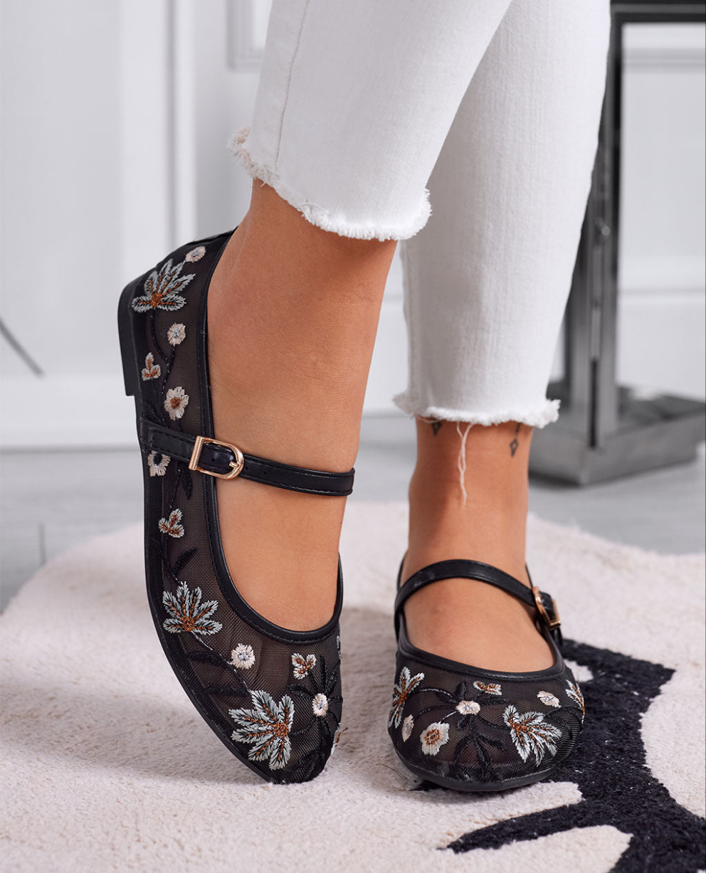 Multi Floral Embroidery Pumps