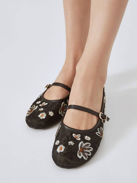 Multi Floral Embroidery Pumps
