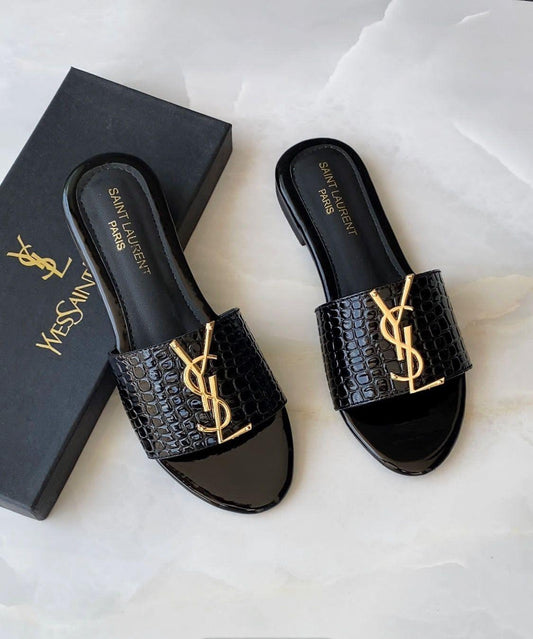 YSL SLIDES ( BLACK ) - ZAWJ