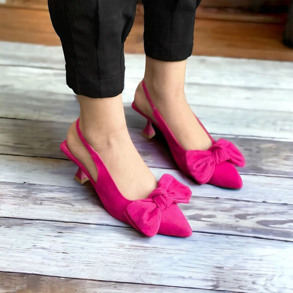 BOW SUEDED HEELS