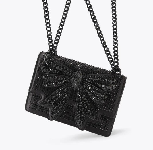 Kurt Geiger  Luxe Noir Crystal Bow Bag