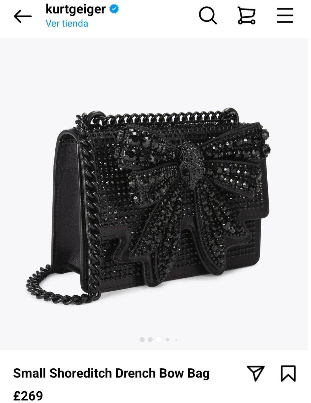 Kurt Geiger  Luxe Noir Crystal Bow Bag