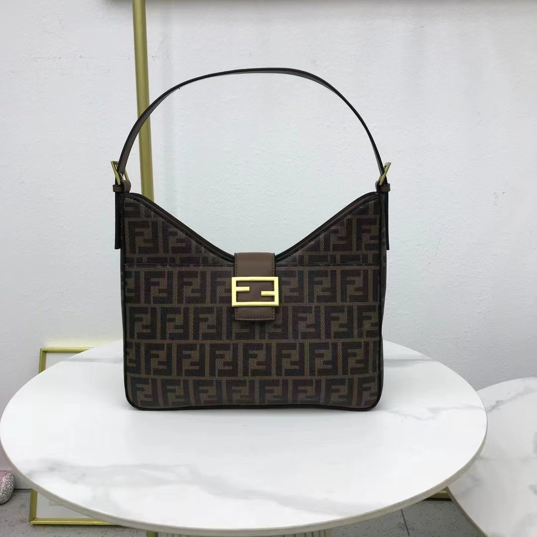 Fendi Zucca V-Shaped Mamma Bucket Shoulder Bag