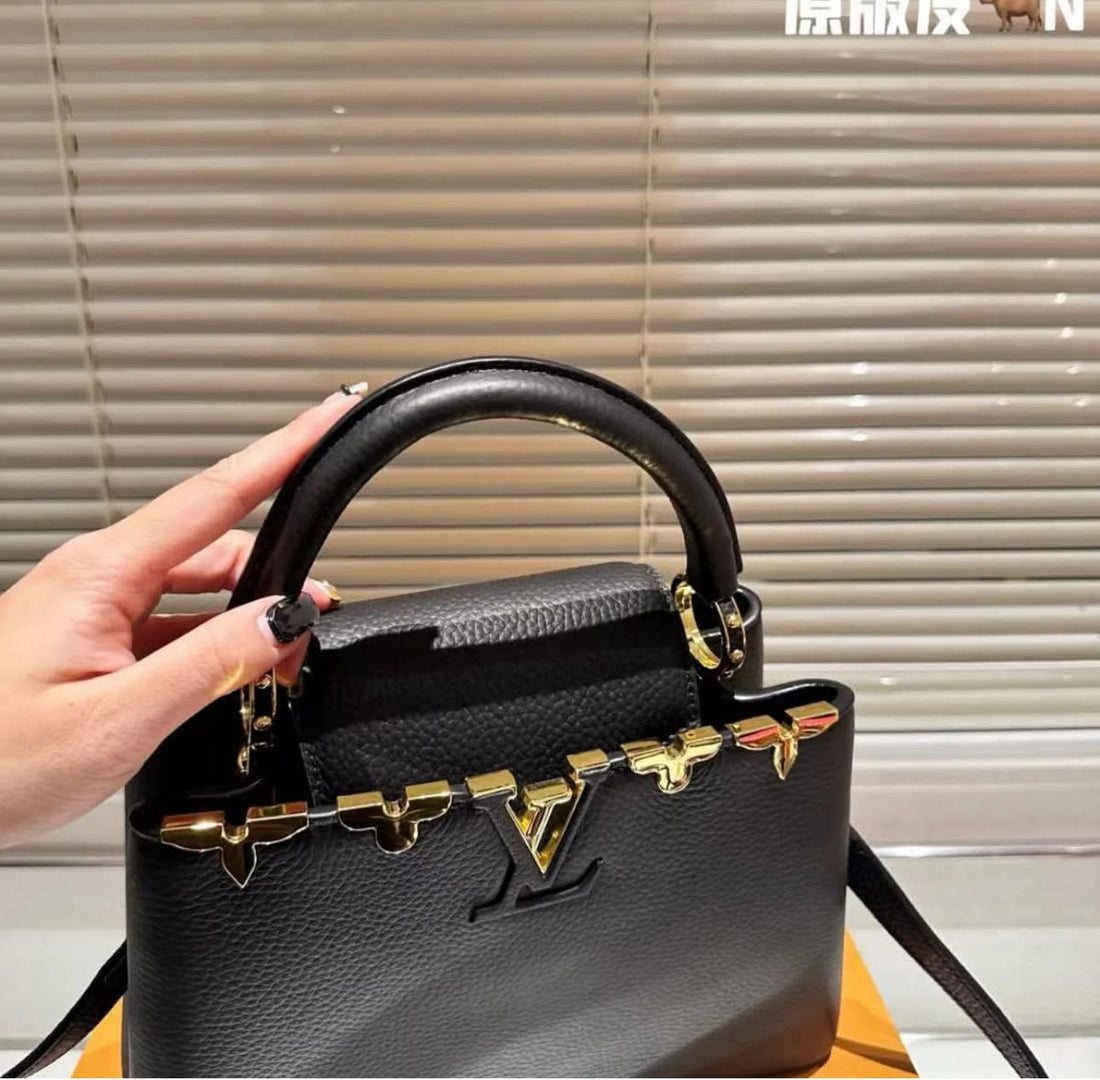 LV Black Taurillon Flower Crown Capucines