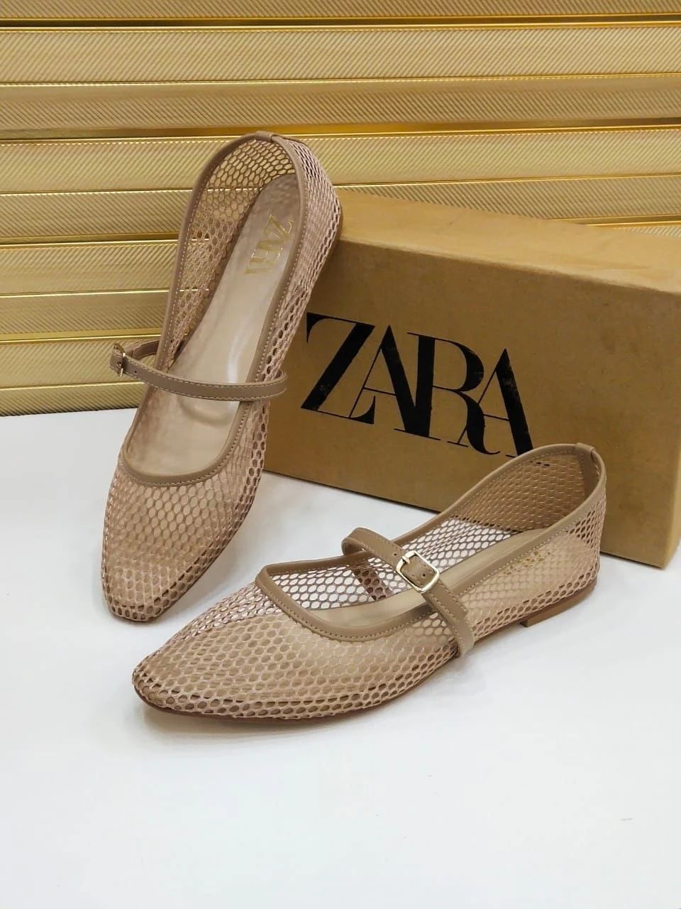 Mesh Mary Jane Flats - Fawn