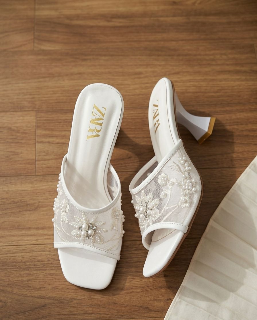 Zarifa Embroidery Heels WHITE