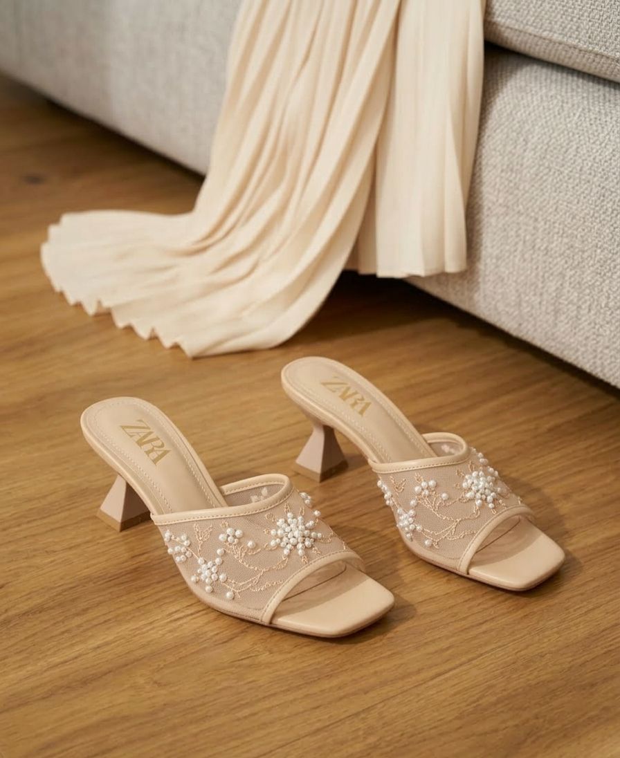Zarifa Embroidery Heels WHITE