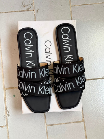 Double Strap Slide Sandals - Black