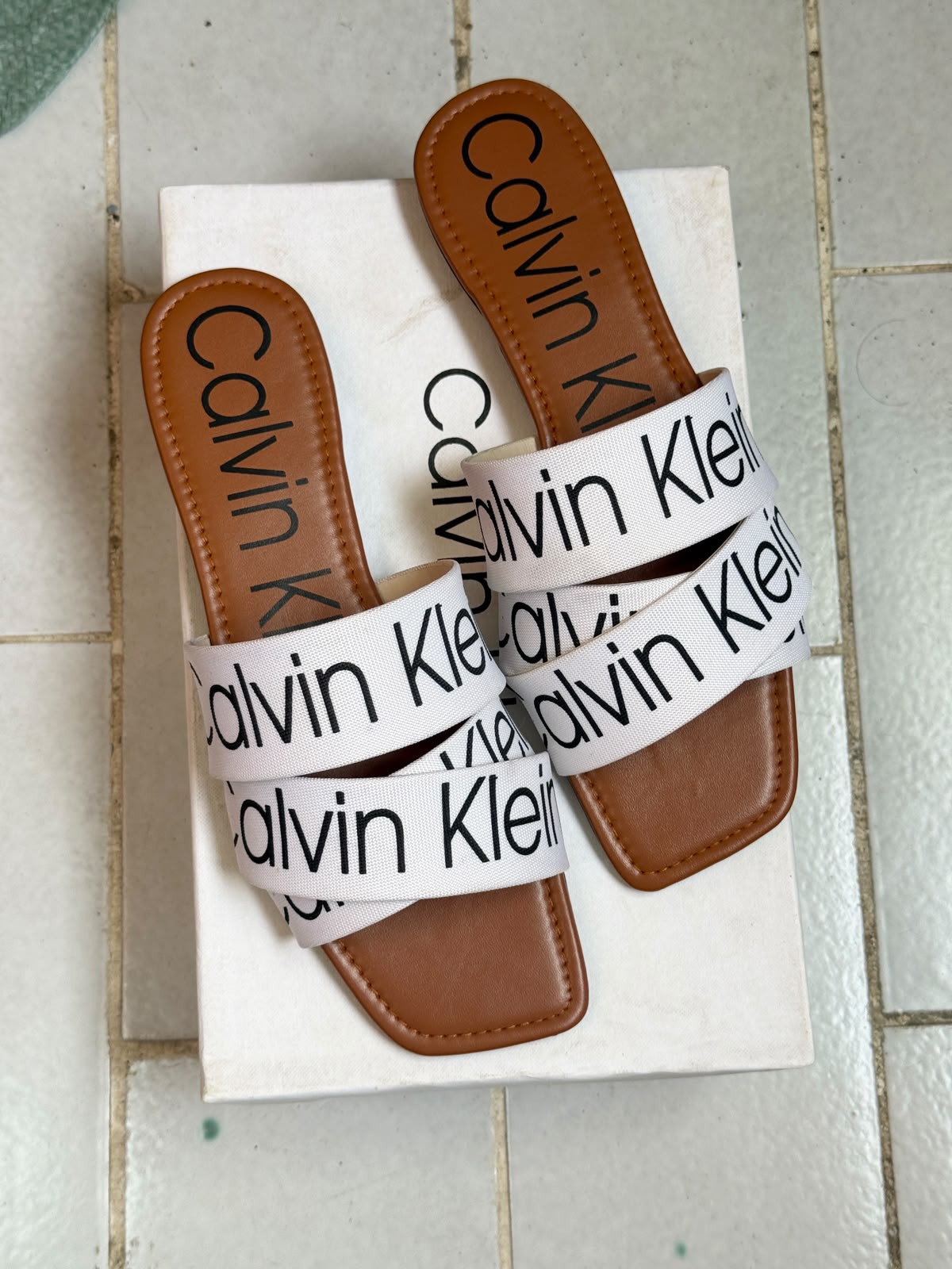 Double Strap Slide Sandals - White