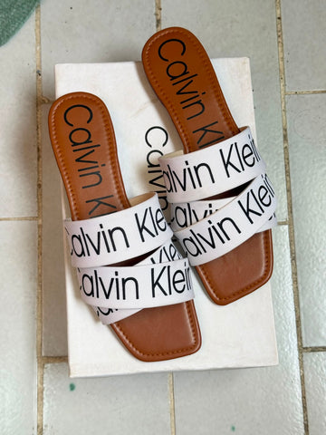 Double Strap Slide Sandals - White