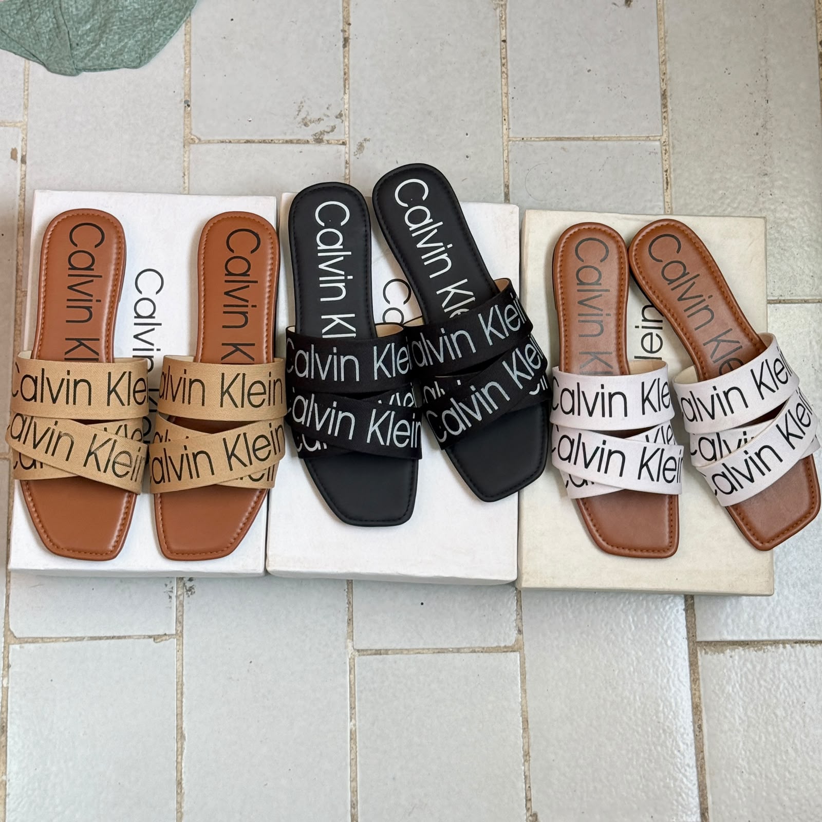 Double Strap Slide Sandals - White
