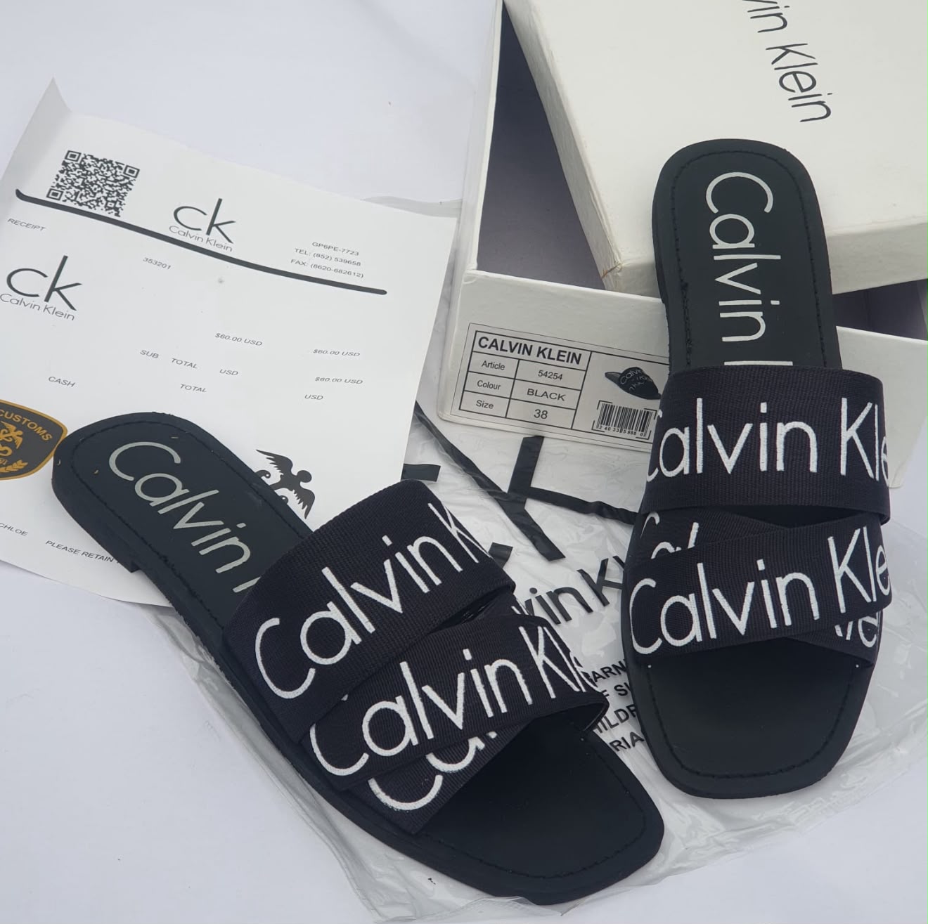 Double Strap Slide Sandals - Black