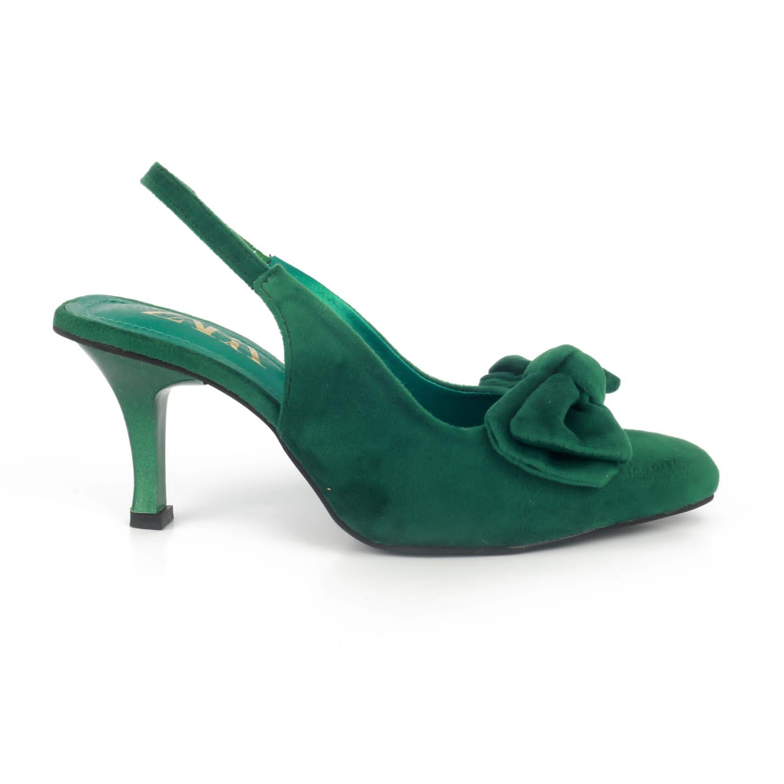 BOW SUEDED HEELS(green)