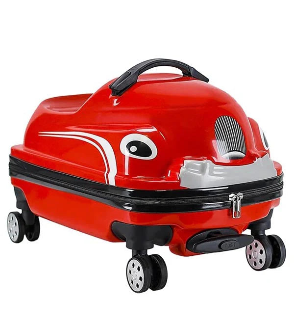 Ride-On Car Shaped Travel Suitcase Luggage Trolley Red