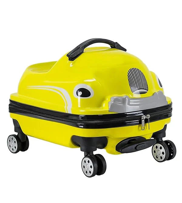 Ride-On Car Shaped Travel Suitcase Luggage Trolley Yellow