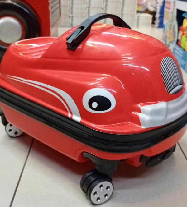 Ride-On Car Shaped Travel Suitcase Luggage Trolley Red
