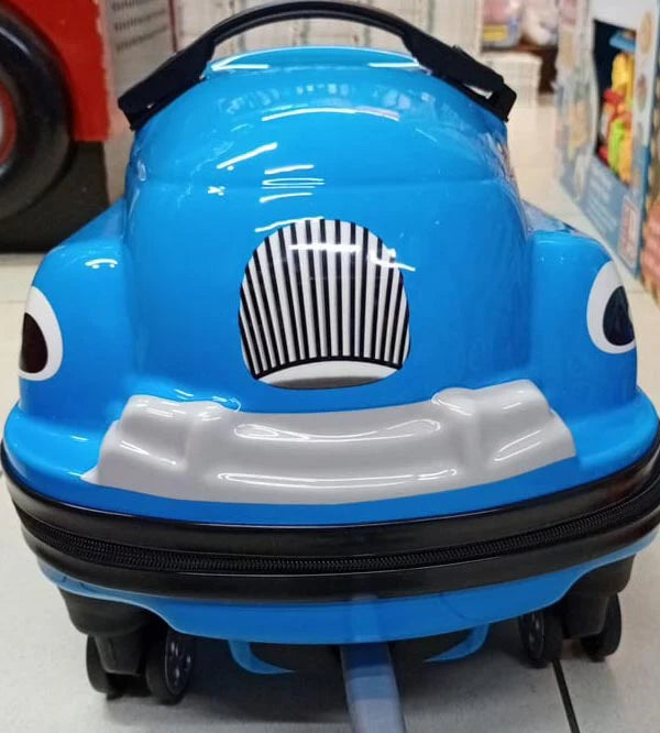 Ride-On Car Shaped Travel Suitcase Luggage Trolley Blue