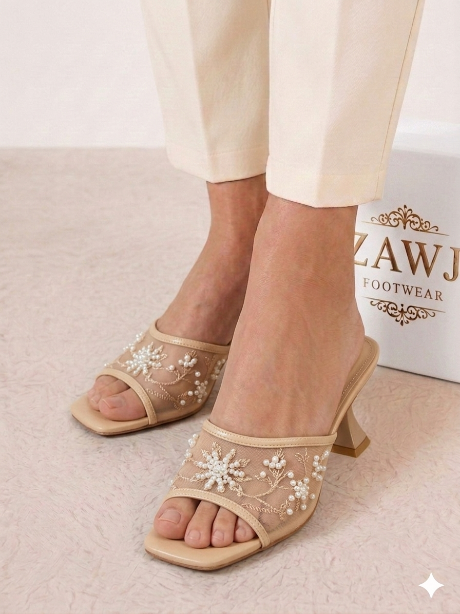 Zarifa Embroidery Heels WHITE