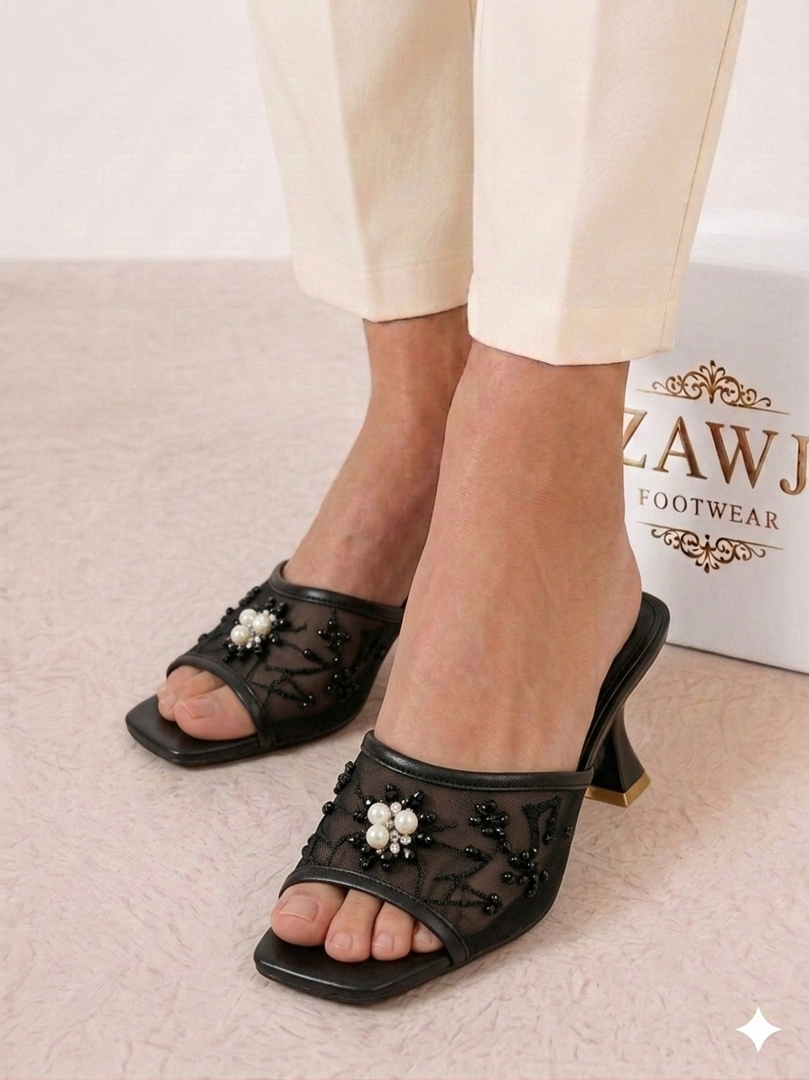 Zarifa Embroidery Heels WHITE