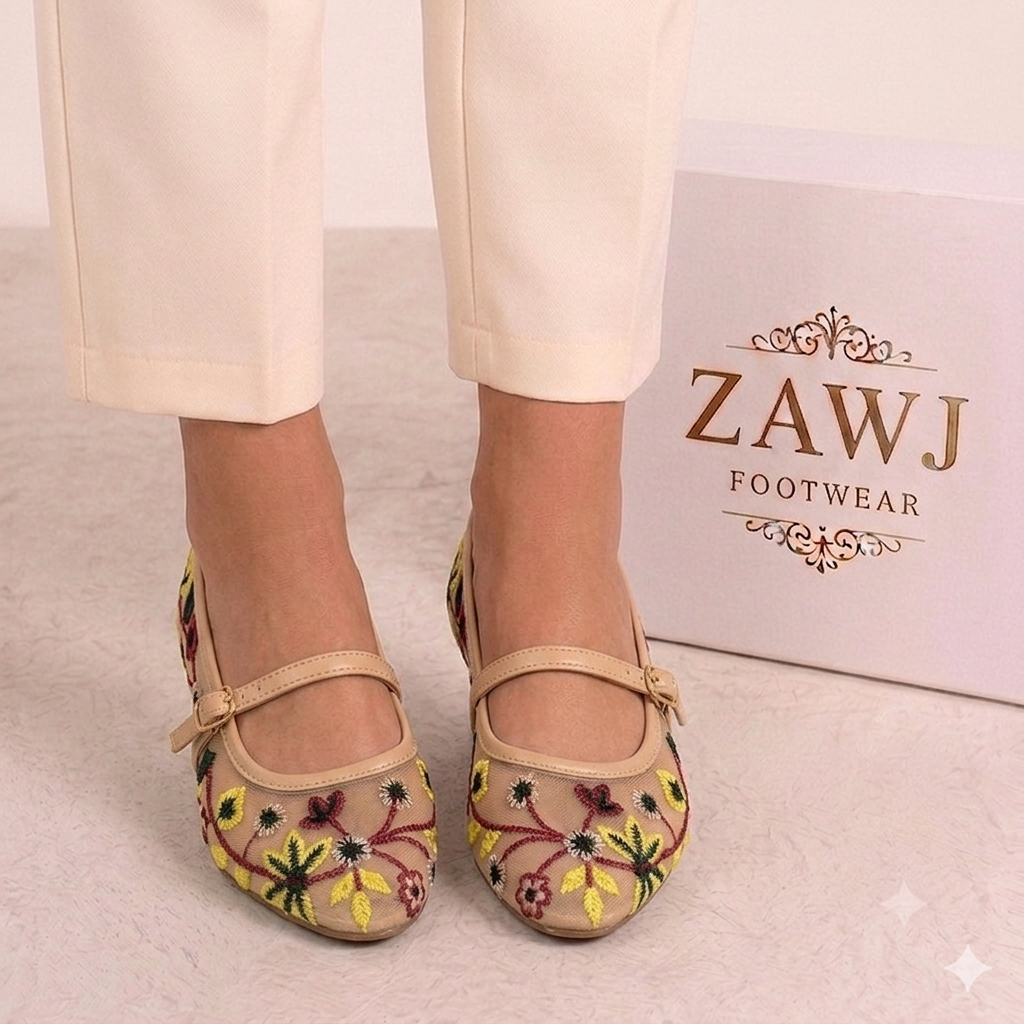 EMBROIDERY PUMPS (Beige)