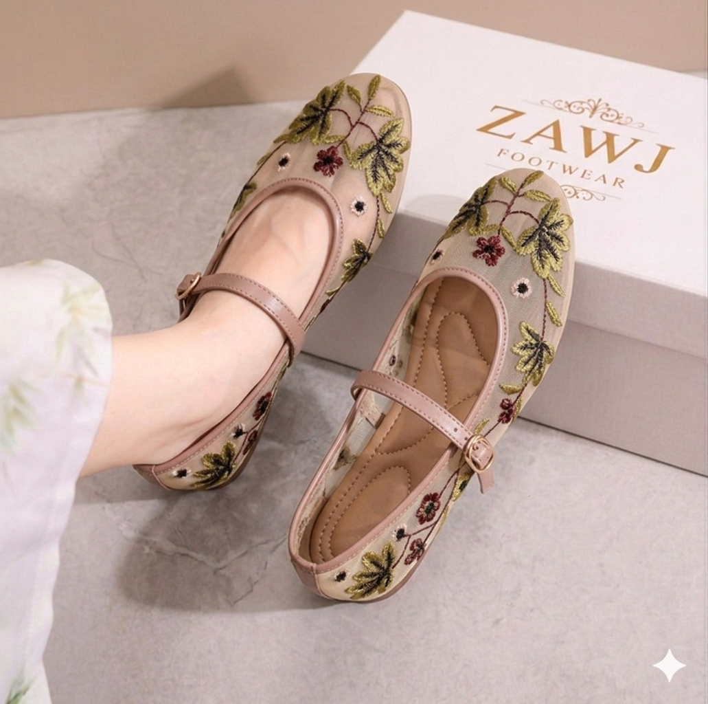 Multi Floral Embroidery Pumps