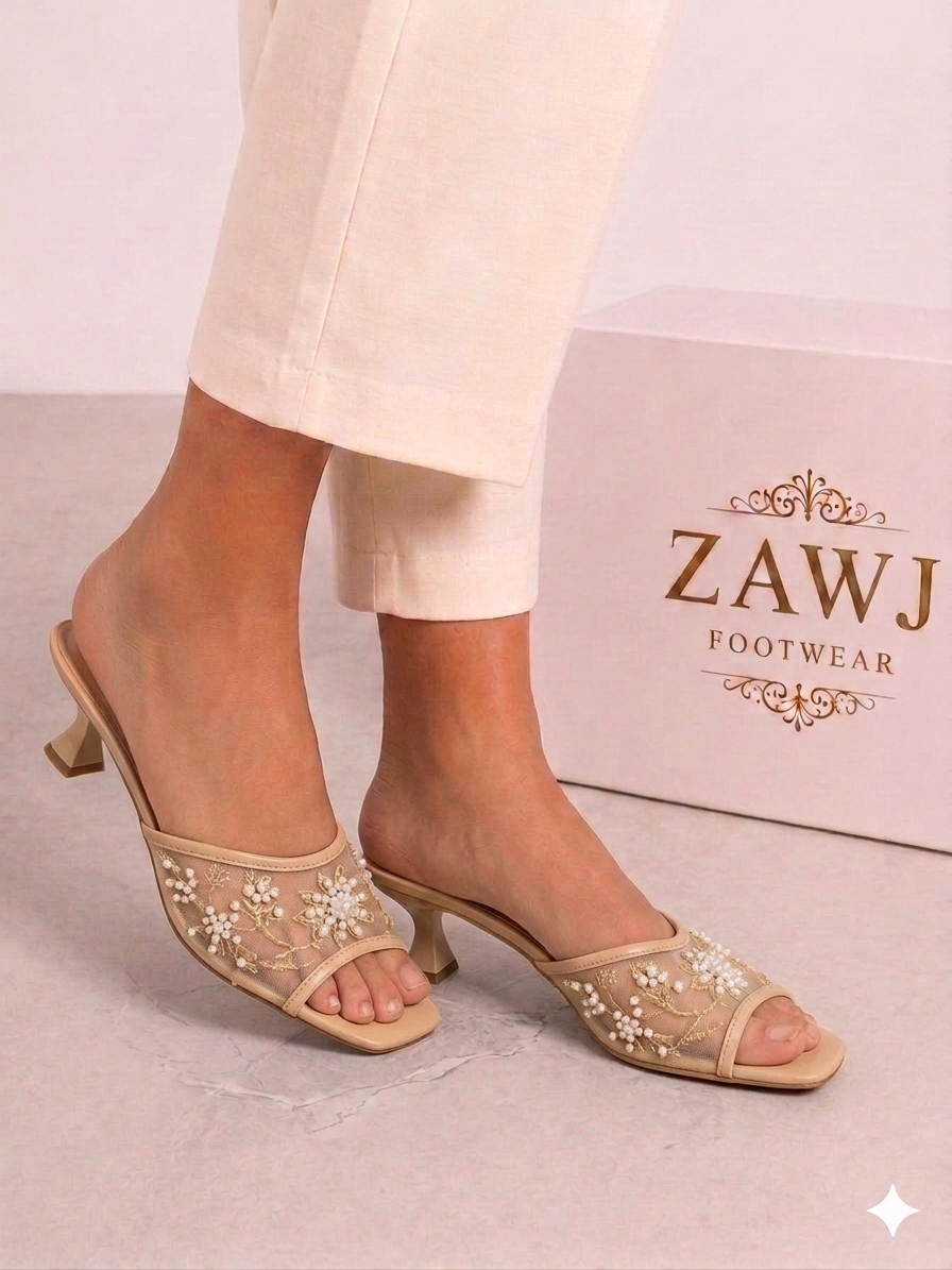 Zarifa Embroidery Heels WHITE