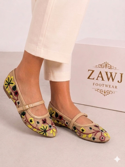 EMBROIDERY PUMPS (Beige)