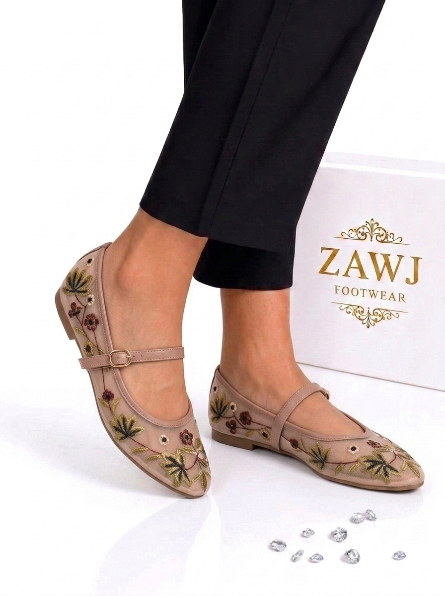 Multi Floral Embroidery Pumps
