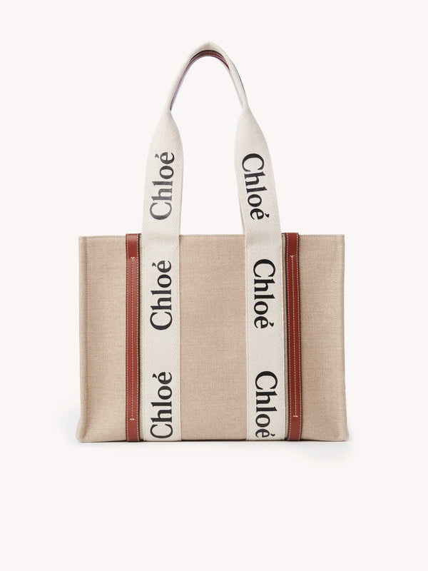 CHLOE WOODY BAG ( WHITE/BROWN )