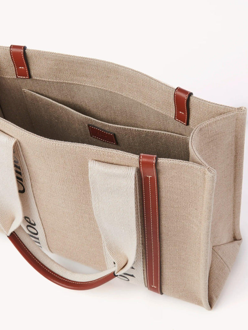 CHLOE WOODY BAG ( WHITE/BROWN )